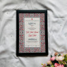Persian Red Floral Nikahnama – Islamic Marriage Certificate with Wooden Frame.