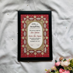Imperial Red Nikahnama – Islamic Marriage Certificate with Golden Arch Design.