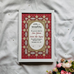 Imperial Red Nikahnama – Islamic Marriage Certificate with Golden Arch Design.
