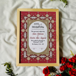 Imperial Red Nikahnama – Islamic Marriage Certificate with Golden Arch Design.