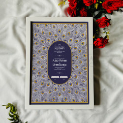 Royal Peacock Feather Nikahnama – Islamic Marriage Certificate with Wooden Frame.