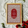 Crimson Oval Nikahnama – Islamic Marriage Certificate with Peacock Feather Design.