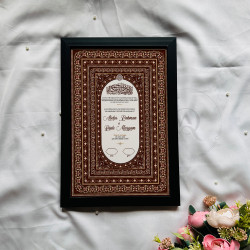 Regal Brown Nikahnama – Islamic Marriage Certificate with Ornate Frame.