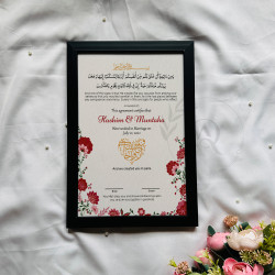 Ibtida-e-Ishq Nikahnama – Floral Islamic Marriage Certificate with Heart Calligraphy