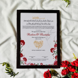 Ibtida-e-Ishq Nikahnama – Floral Islamic Marriage Certificate with Heart Calligraphy
