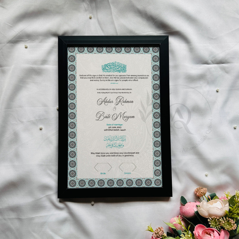 Teal Radiance Nikahnama – Islamic Marriage Certificate