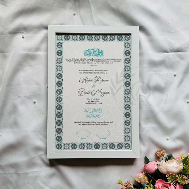 Teal Radiance Nikahnama – Islamic Marriage Certificate