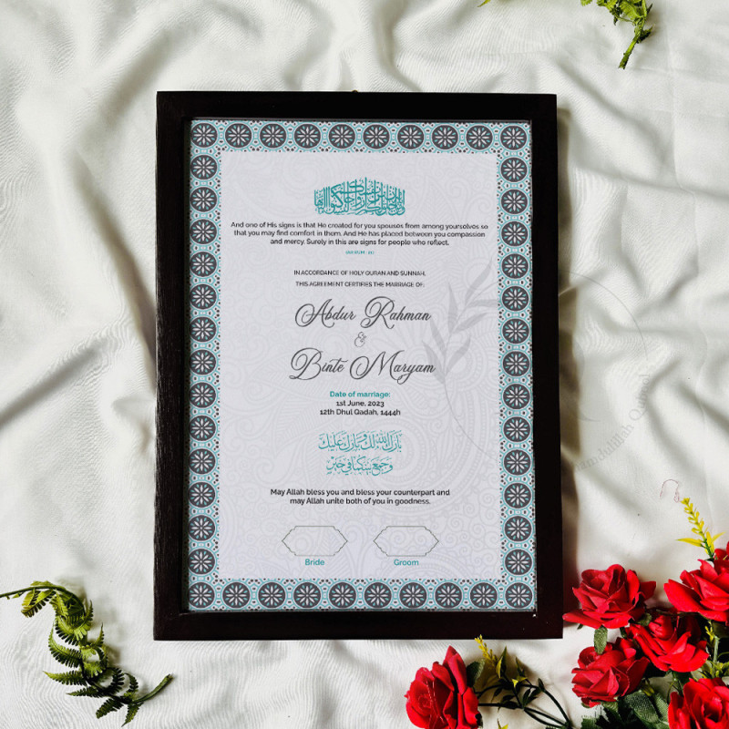 Teal Radiance Nikahnama – Islamic Marriage Certificate