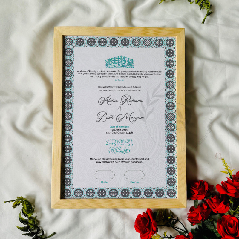 Teal Radiance Nikahnama – Islamic Marriage Certificate