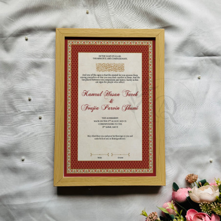 Red Gold Nikahnama – Elegant Islamic Marriage Certificate
