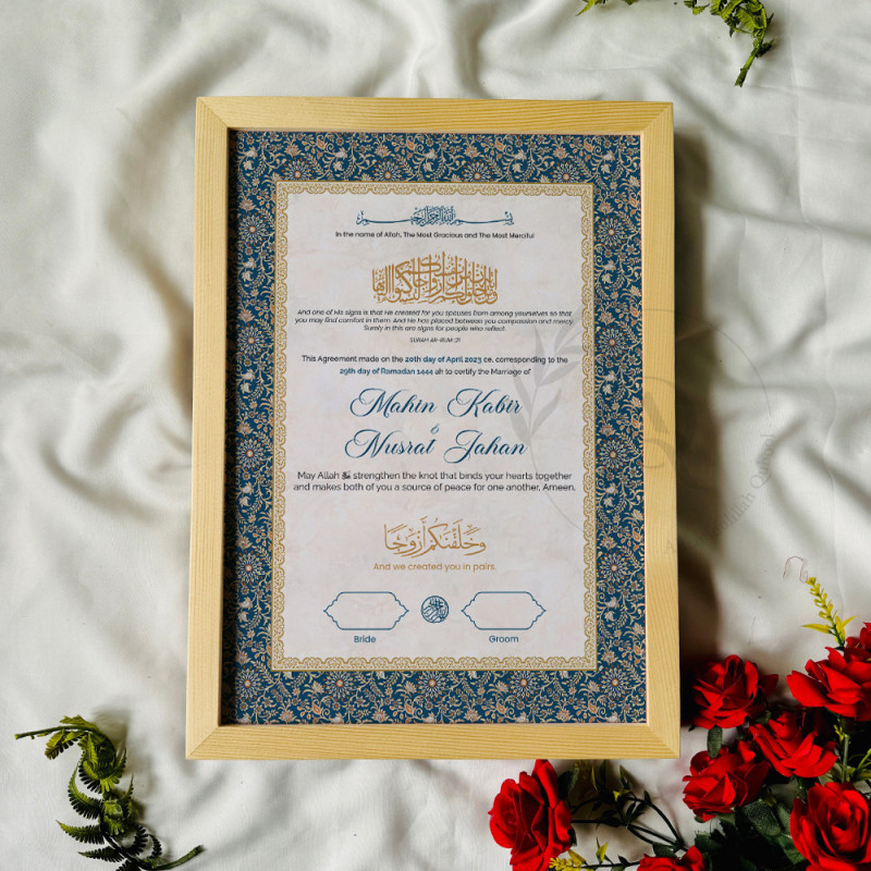 Royal Blue Nikahnama – Islamic Marriage Certificate