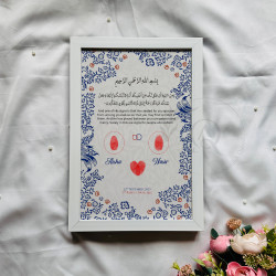 Blue Petal Harmony – Islamic Nikahnama with Fingerprint Heart & Floral Design