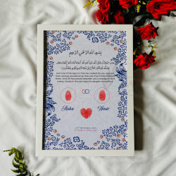 Blue Petal Harmony – Islamic Nikahnama with Fingerprint Heart & Floral Design