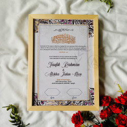 Regal Veil Gold Floral Nikahnama – Elegant Islamic Marriage Certificate Design