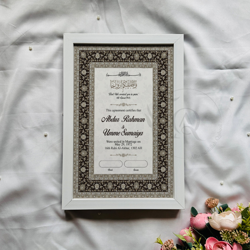 Noor-e-Classic Monochrome Floral Nikahnama – Elegant Islamic Marriage Certificate