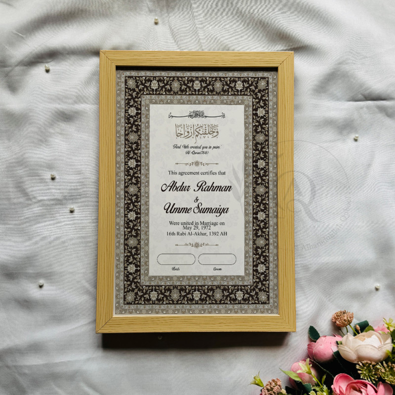 Noor-e-Classic Monochrome Floral Nikahnama – Elegant Islamic Marriage Certificate