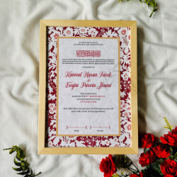 Crimson Tapestry Nikahnama – Red Folk Floral Islamic Marriage Certificate