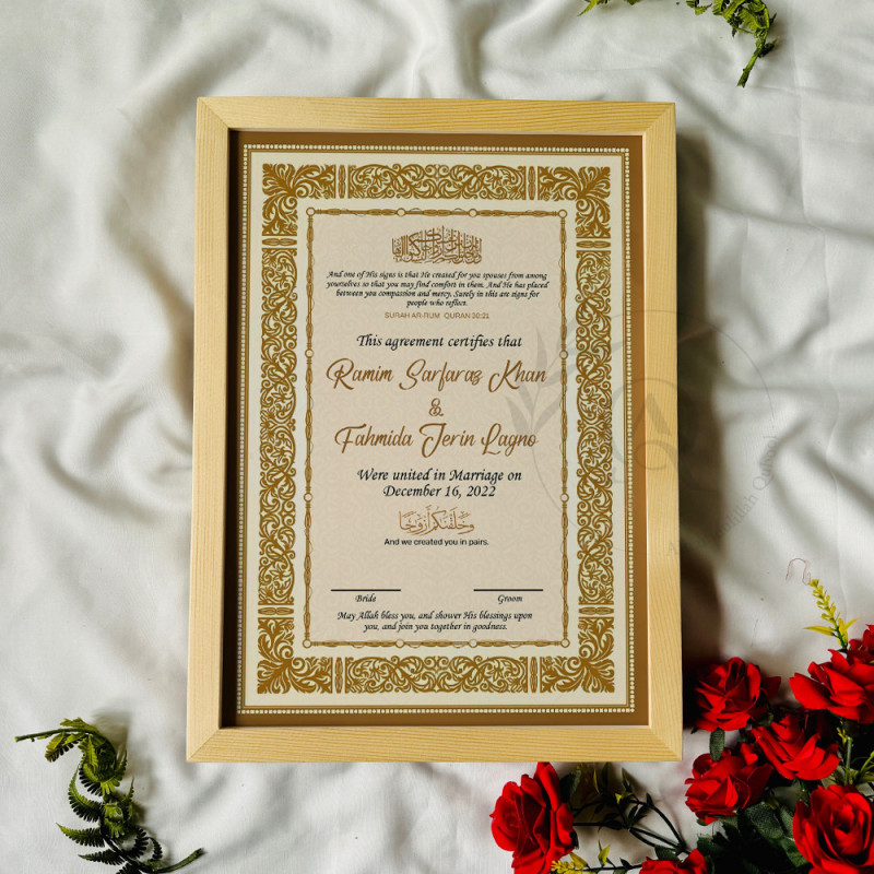 Golden Crest Nikahnama | Premium Islamic Marriage Certificate – Elegant Gold Design