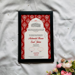 Ruby Arch Nikahnama | Bold Red Islamic Wedding Certificate – Mosque Inspired Design