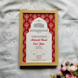 Ruby Arch Nikahnama | Bold Red Islamic Wedding Certificate – Mosque Inspired Design