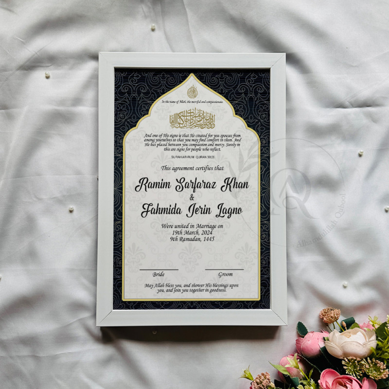 Noir Dome Nikahnama | Black & Gold Islamic Marriage Certificate – Dome Inspired Design