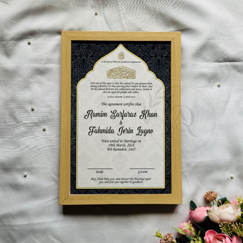 Noir Dome Nikahnama | Black & Gold Islamic Marriage Certificate – Dome Inspired Design