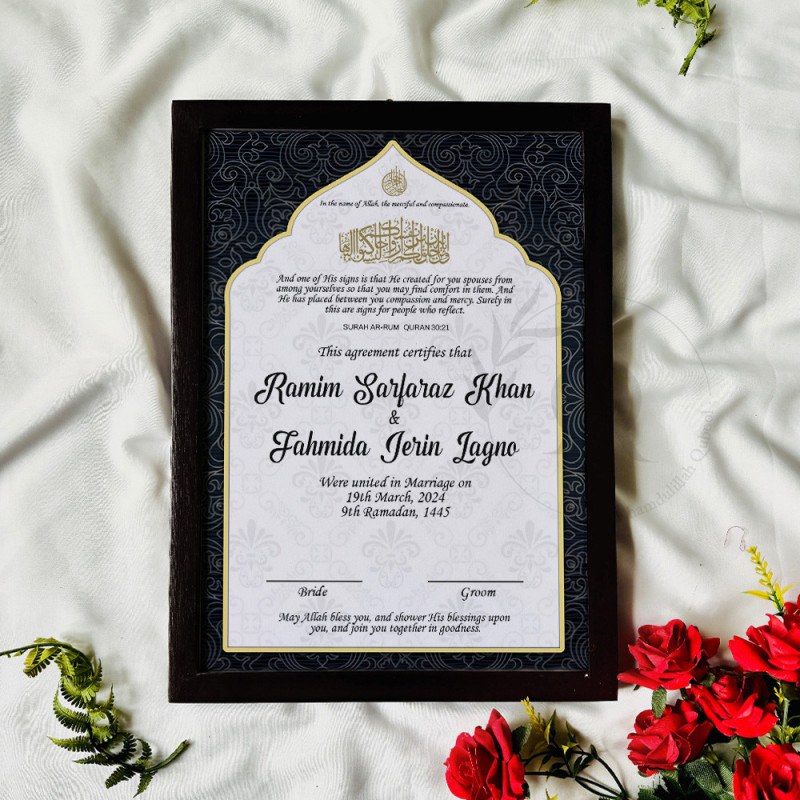 Noir Dome Nikahnama | Black & Gold Islamic Marriage Certificate – Dome Inspired Design