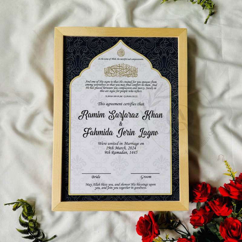 Noir Dome Nikahnama | Black & Gold Islamic Marriage Certificate – Dome Inspired Design