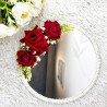 Maroon Rose Floral Pearl Beaded Wedding Mirror – Bridal Gift | Decorative Acrylic Mirror