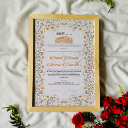 Noor-e-Safa Nikahnama | Premium Gold-Silver Floral Marriage Certificate