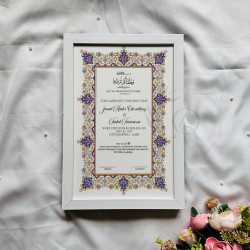 Royal Persian Bloom Nikahnama – Blue & Gold Islamic Marriage Certificate