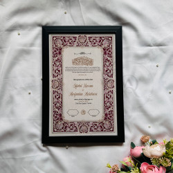 Crimson Blossom Nikahnama – Elegant Baroque Islamic Marriage Certificate