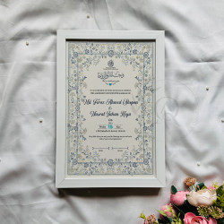 Ivory Leaf Bloom Nikahnama – Elegant Blue Gold Islamic Marriage Certificate