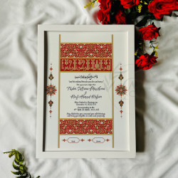 Noor-e-Mihr Nikahnama – Islamic Wedding Certificate with Crimson Gold Ornamental Design