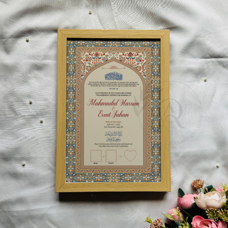 Royal Mughal Nikahnama – Islamic Marriage Certificate with Arch Border