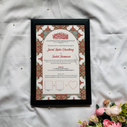 Moroccan Crimson Nikahnama – Islamic Marriage Certificate with Star Pattern