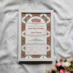 Moroccan Crimson Nikahnama – Islamic Marriage Certificate with Star Pattern
