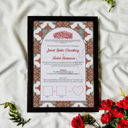Moroccan Crimson Nikahnama – Islamic Marriage Certificate with Star Pattern