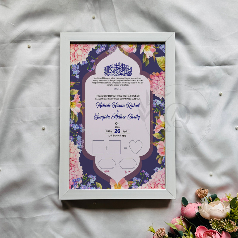 Lavender Bloom Nikahnama – Floral Islamic Marriage Certificate in Pastel