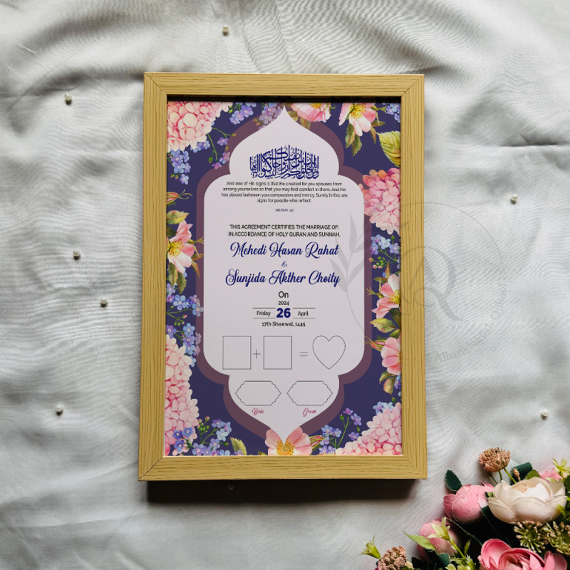 Lavender Bloom Nikahnama – Floral Islamic Marriage Certificate in Pastel