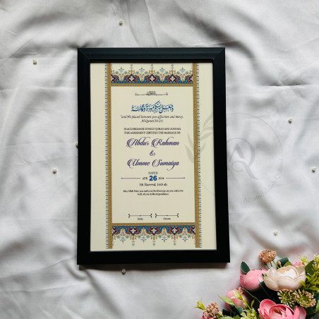 Ivory Crest Nikahnama – Traditional Persian Border Marriage Certificate