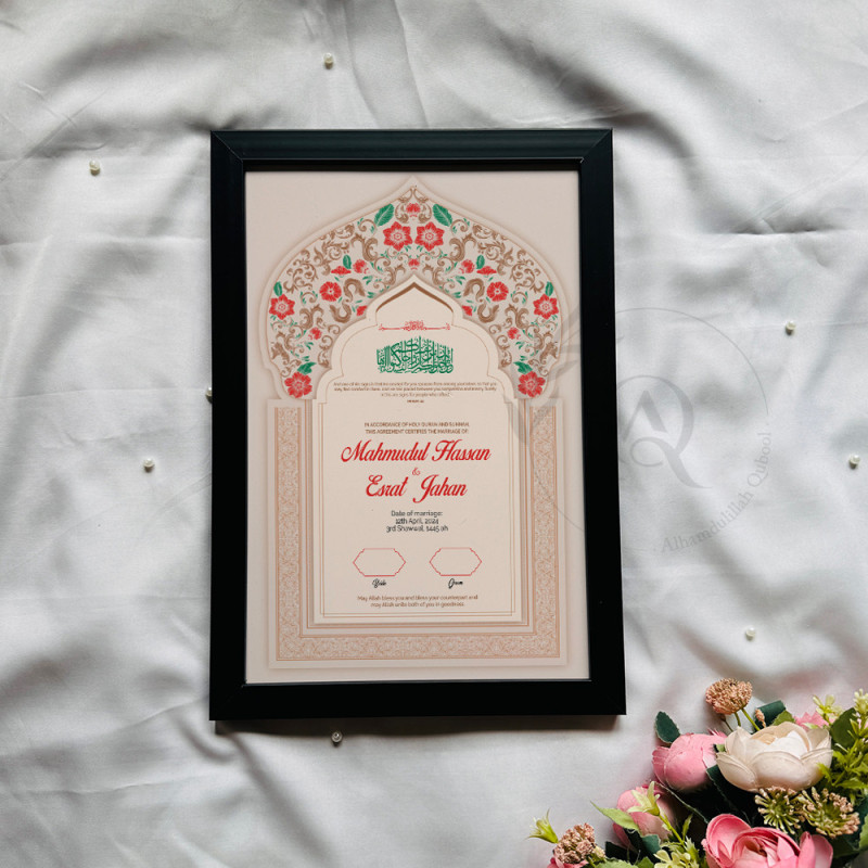 Blush Arch Nikahnama – Mughal Floral Marriage Certificate