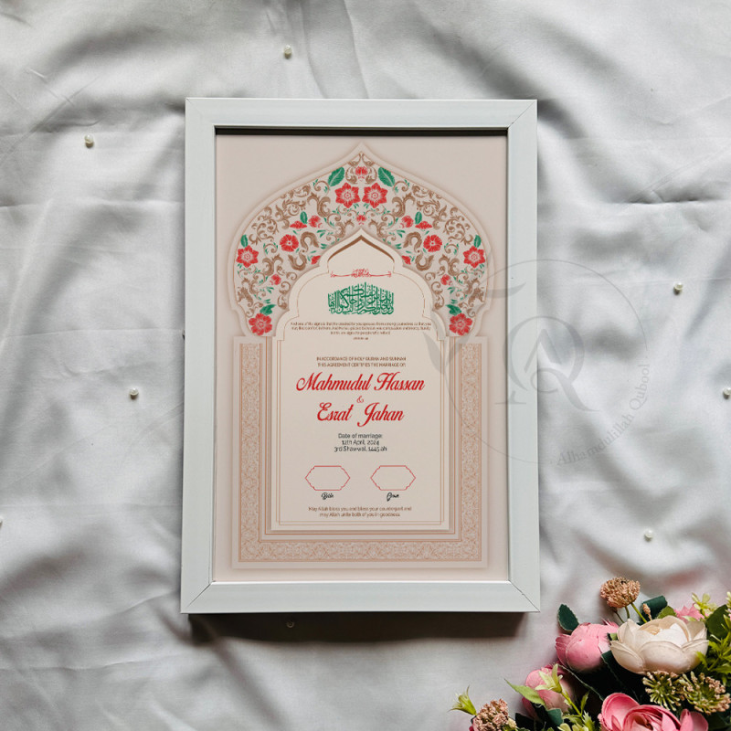Blush Arch Nikahnama – Mughal Floral Marriage Certificate