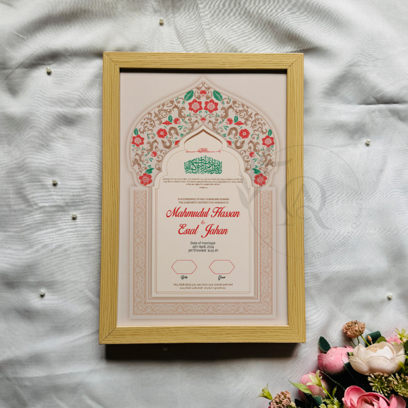 Blush Arch Nikahnama – Mughal Floral Marriage Certificate
