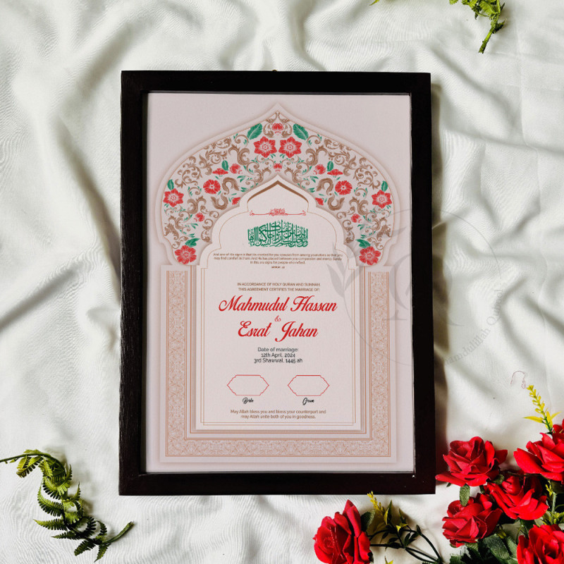 Blush Arch Nikahnama – Mughal Floral Marriage Certificate