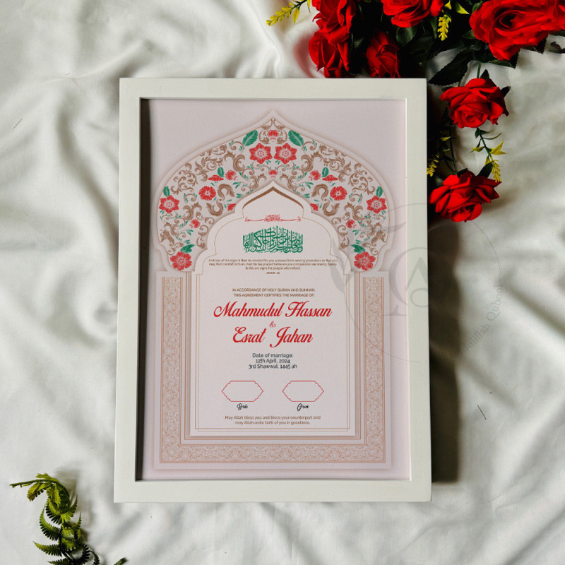 Blush Arch Nikahnama – Mughal Floral Marriage Certificate