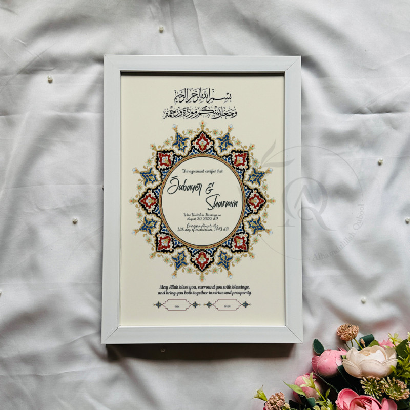 Heeray-e-Imaan Nikahnama – Islamic Marriage Certificate with Mughal Medallion Art