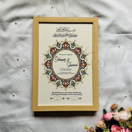 Heeray-e-Imaan Nikahnama – Islamic Marriage Certificate with Mughal Medallion Art