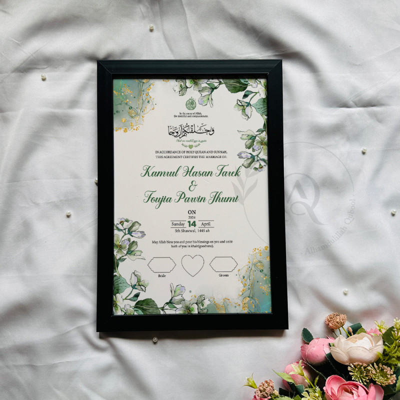 Sage Bloom Nikahnama – Elegant Green Floral Marriage Certificate