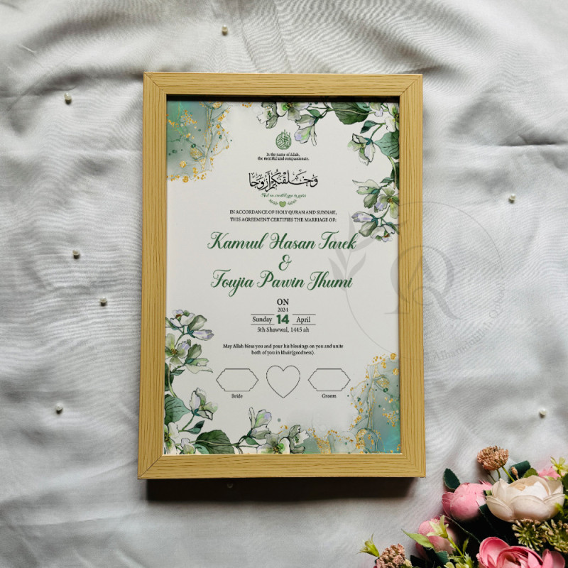 Sage Bloom Nikahnama – Elegant Green Floral Marriage Certificate